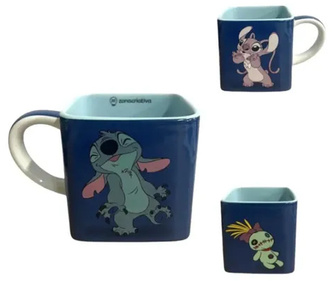 Caneca Cubo 300 ml Stitch Voodoo e Angel